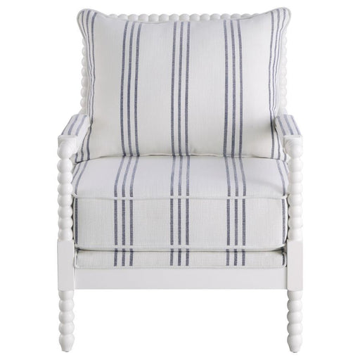 Blanchett - Upholstered Bobbin Accent Chair - White And Navy - JaxCo Furniture