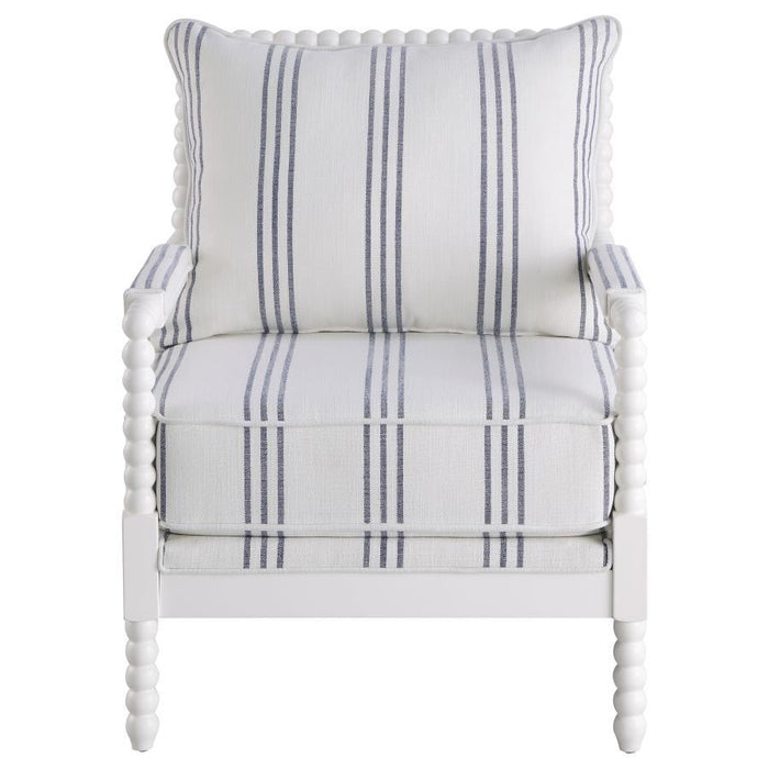 Blanchett - Upholstered Bobbin Accent Chair - White And Navy - JaxCo Furniture