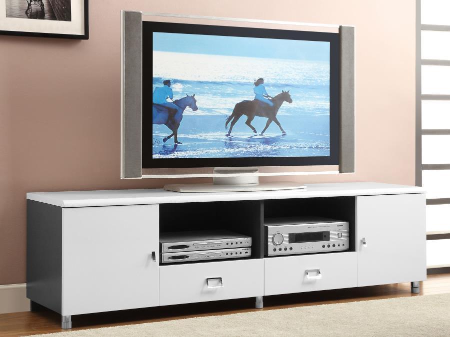 Burkett - 2 Door Engineered Wood TV Stand - White High Gloss - JaxCo Furniture