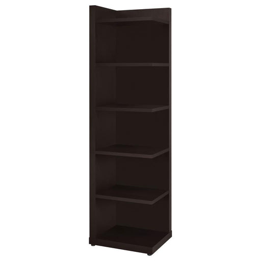 Alder - 6-Shelf Corner Bookcase - Cappuccino - JaxCo Furniture