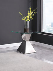 Jenny - Glass Top Stainless Steel Table - JaxCo Furniture