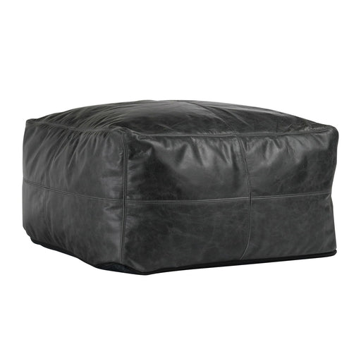 Poufs - Leather Dexter Pouf - Onyx - JaxCo Furniture