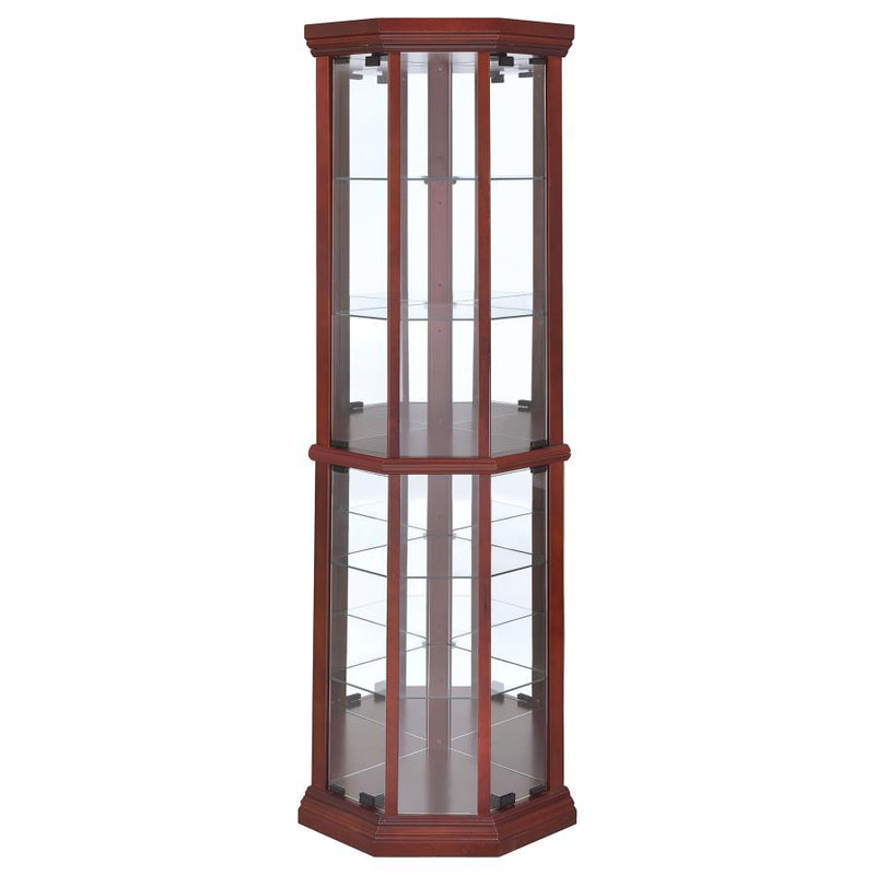 Appledale - 6-Shelf Corner Curio Display Cabinet - Medium Brown - JaxCo Furniture
