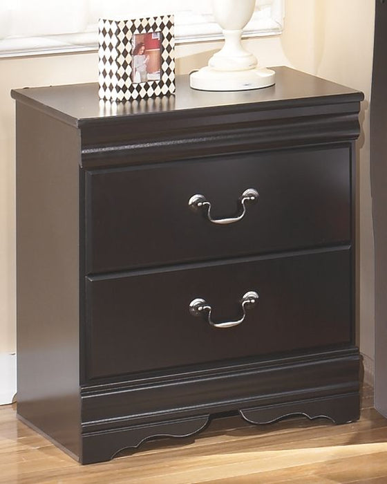 Huey - Black - Two Drawer Night Stand - JaxCo Furniture