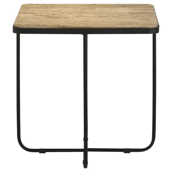 Elyna - Square Stone Top Accent Side Table - Beige - JaxCo Furniture