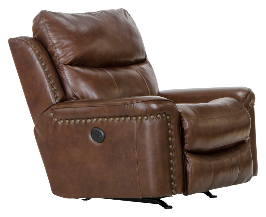 Ceretti - Power Wall Hugger Recliner - Brown Top Grain Italian Leather Match - JaxCo Furniture