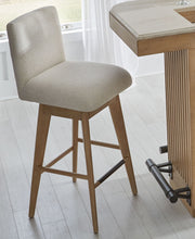 Escape - Dining Upholstered Swivel Barstool - Glazed Natural Oak / Mirage Mist - JaxCo Furniture