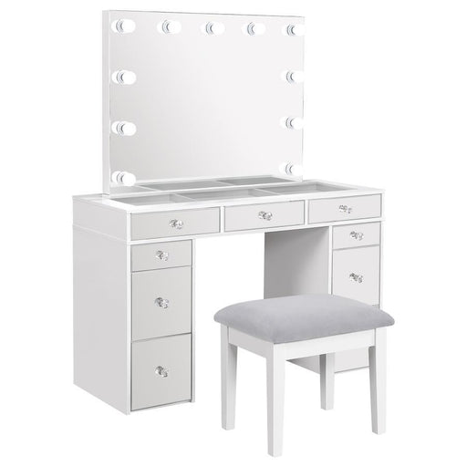 Regina - Makeup Vanity Table Set With Lighting - White - JaxCo Furniture