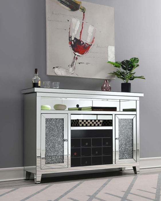 Melinda - 2-Door LED Mirrored Wine Storage Bar Cabinet - Silver - JaxCo Furniture