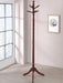 Riona - 6 Hook Freestanding Wood Coat Rack Hat Hanger - Merlot - JaxCo Furniture