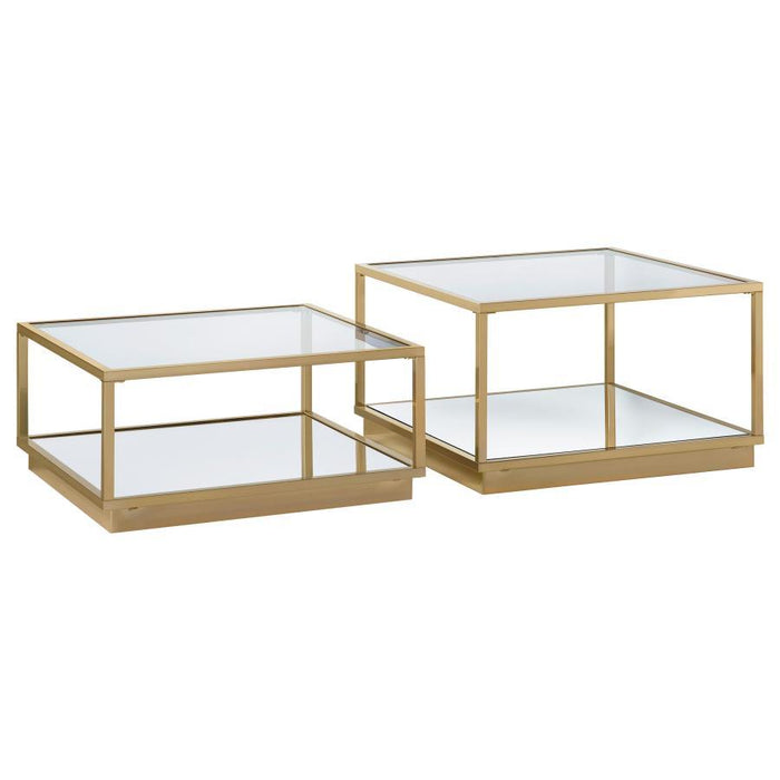 Renee - 2 Piece Square Coffee Table Set - Rose Brass - JaxCo Furniture