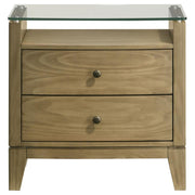 Granada - 2-Drawer Glass Top Nightstand - Natural Pine - JaxCo Furniture