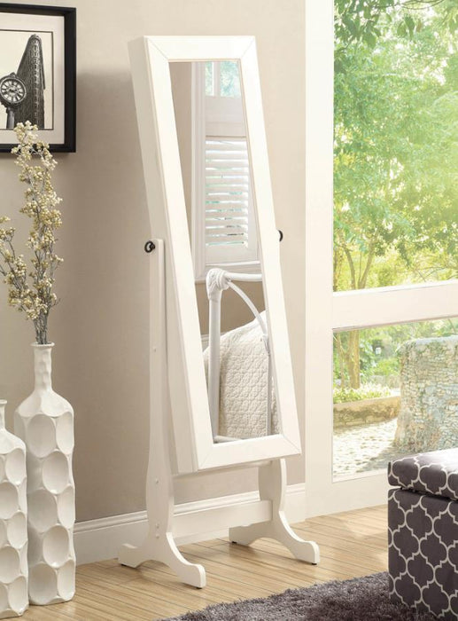 Batista - Cheval Mirror With Jewelry Storage - White - JaxCo Furniture