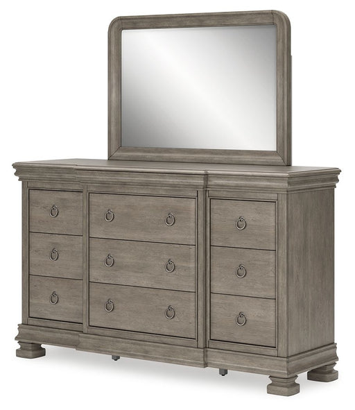 Lexorne - Gray - Dresser And Mirror - JaxCo Furniture