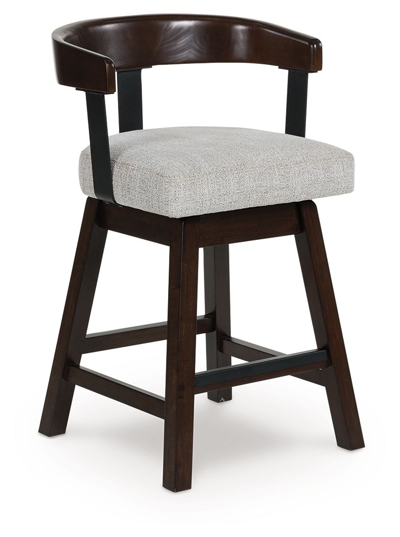 Haddigan - Dark Brown - Upholstered Swivel Barstool (Set of 2) - JaxCo Furniture