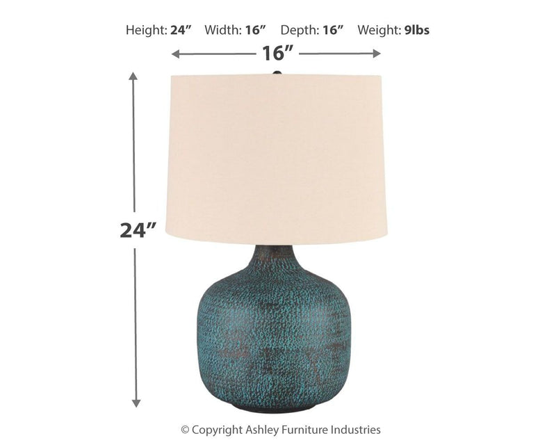 Malthace - Patina - Metal Table Lamp - JaxCo Furniture