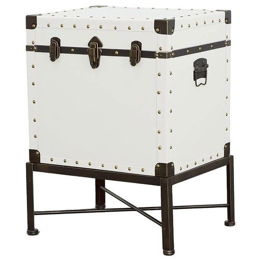 Nancy - Upholstered Vintage Side Table Storage Trunk - White - JaxCo Furniture