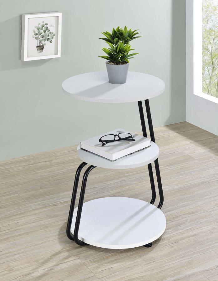 Hilly - 3-Tier Round Accent Side Table - White And Black - JaxCo Furniture