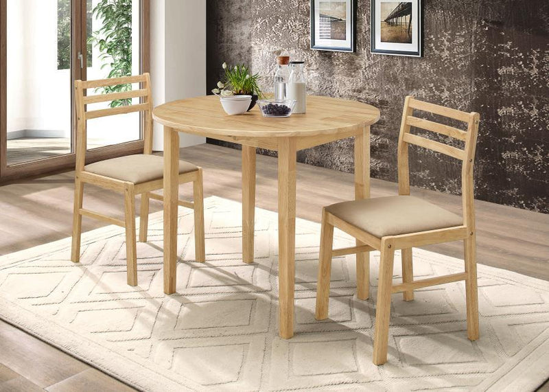 Bucknell - 3 Piece Round Drop Leaf Dining Table Set - JaxCo Furniture