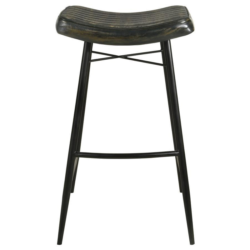 Bayu - Leather Upholstered Saddle Seat Backless Bar Stool (Set of 2) - JaxCo Furniture
