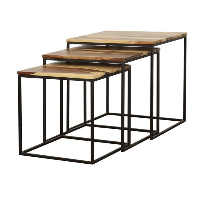 Belcourt - 3 Piece Square Nesting Tables - Natural And Black - JaxCo Furniture