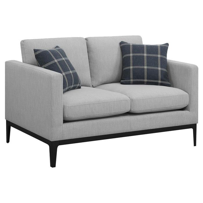 Apperson - Upholstered Track Arm Loveseat - Light Gray - JaxCo Furniture