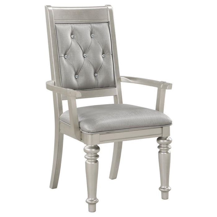 Bling Game - Dining Arm Chair (Set of 2) - Metallic Platinum - JaxCo Furniture