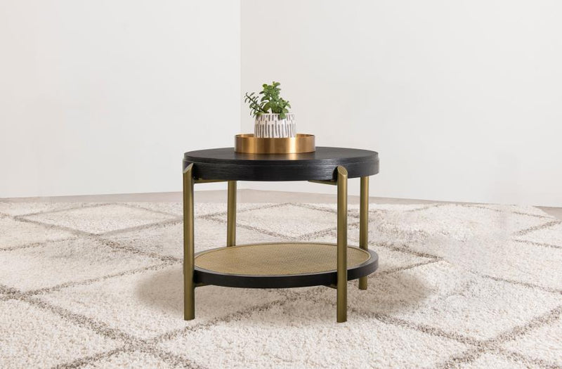Arini - Round End Side Table With Storage Shelf - JaxCo Furniture