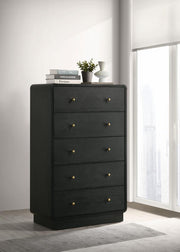 Cavelle - 5-Drawer Chest Of Drawers - Black - JaxCo Furniture