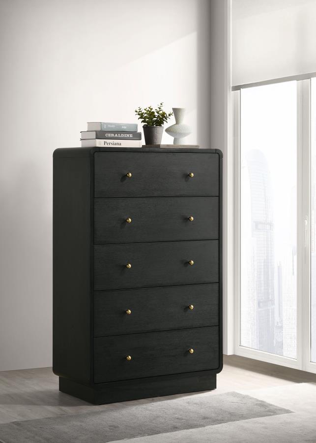 Cavelle - 5-Drawer Chest Of Drawers - Black - JaxCo Furniture