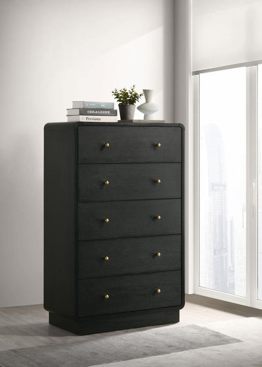 Cavelle - 5-Drawer Chest Of Drawers - Black - JaxCo Furniture