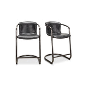 Freeman - Leather Counter Stool (Set of 2) - Onyx Black - JaxCo Furniture