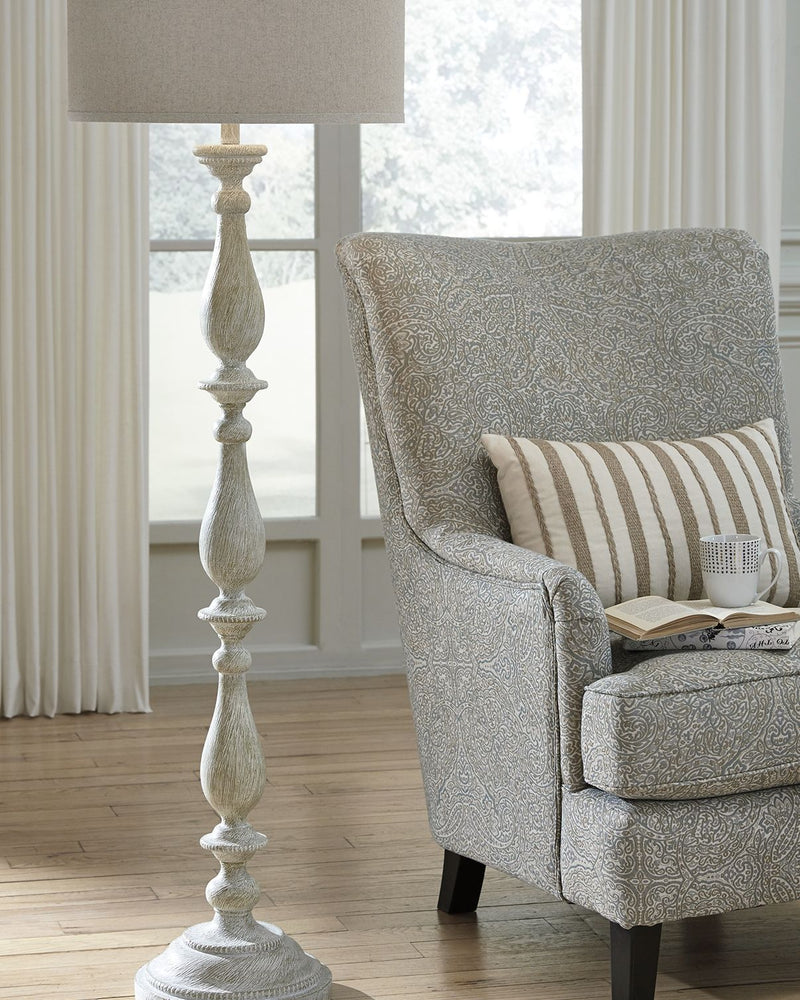 Bernadate - Whitewash - Poly Floor Lamp - JaxCo Furniture