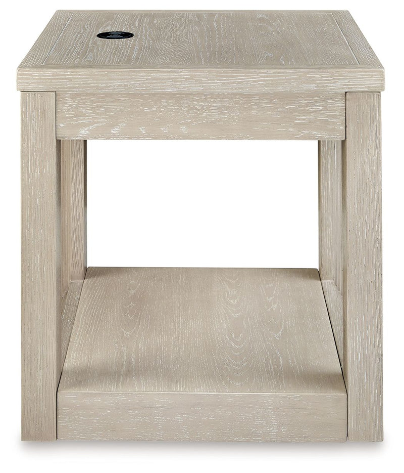 Marxhart - Bisque - Square End Table - JaxCo Furniture