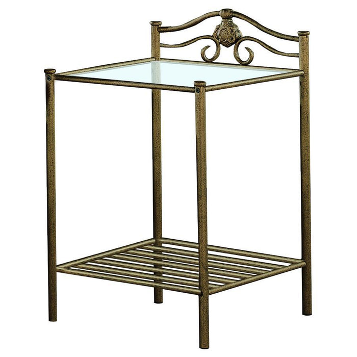 Sydney - Metal 2-Shelf Nightstand - Antique Brushed Gold - JaxCo Furniture