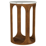 Berkeley - Round Marble Top Side Table - White And Brown - JaxCo Furniture