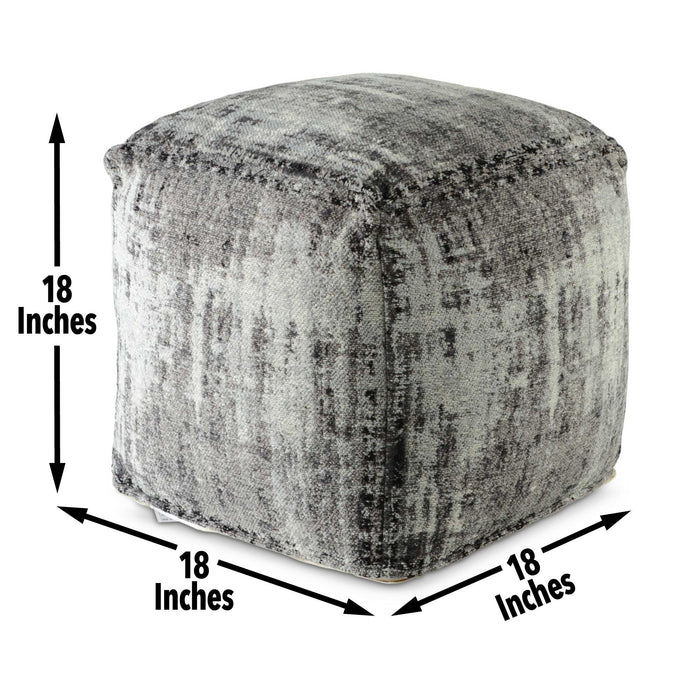 Hazel - Square Pouf - Dark Gray - JaxCo Furniture