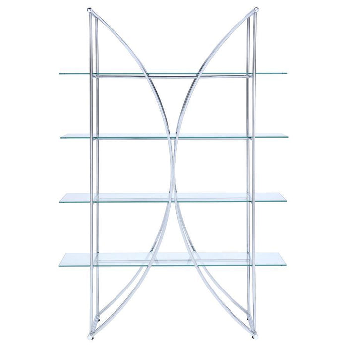 Larson - 4-Shelf Glass Bookshelf - Chrome - JaxCo Furniture