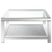 Valentina - 1-Shelf Square Glass Top Coffee Table - Silver - JaxCo Furniture