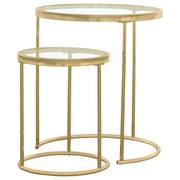 Maylin - 2 Piece Round Glass Top Nesting Table Set - Gold - JaxCo Furniture