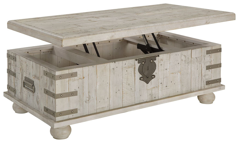 Carynhurst - White Wash Gray - Lift Top Cocktail Table - JaxCo Furniture