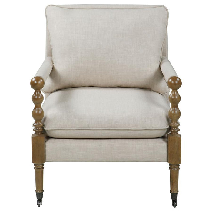 Dempsy - Upholstered Accent Chair With Casters - Beige - JaxCo Furniture