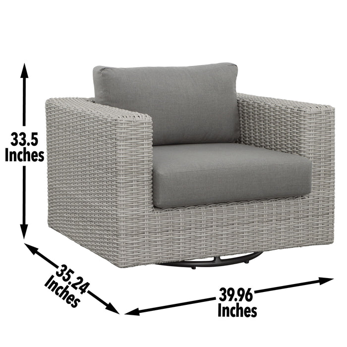 Blakley - Outdoor Swilvel Chair (Set of 2) With Half Round Wicker - Gray - JaxCo Furniture