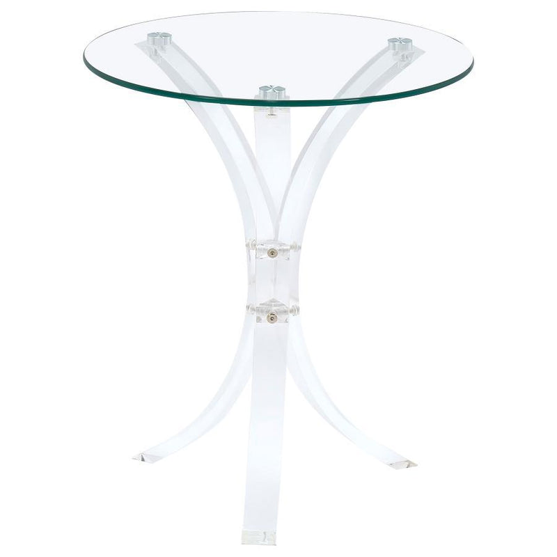 Laning - Round Glass Top Acrylic Side Table - Clear - JaxCo Furniture