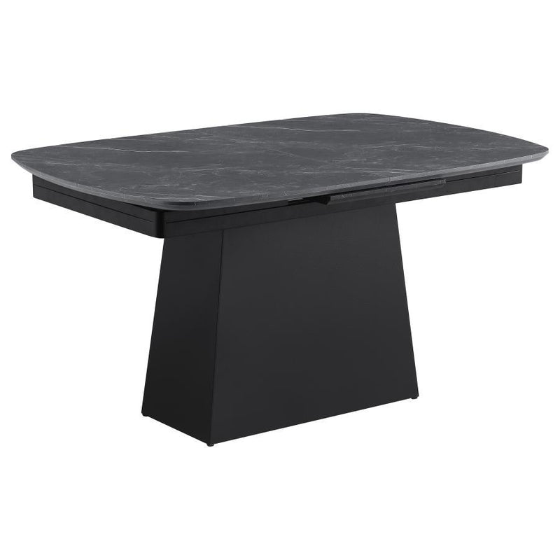 Potero - Faux Marble Extension Leaf Dining Table - Black - JaxCo Furniture
