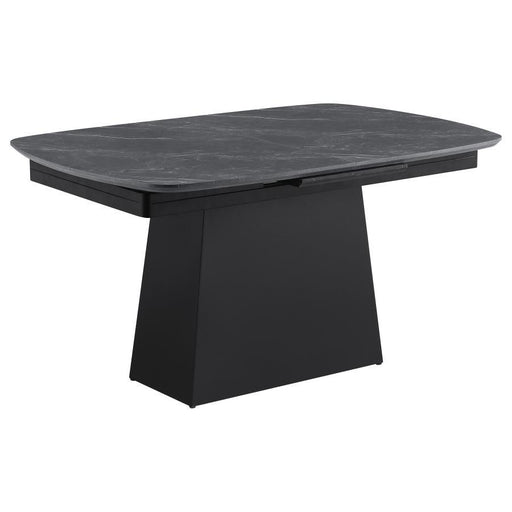 Potero - Faux Marble Extension Leaf Dining Table - Black - JaxCo Furniture