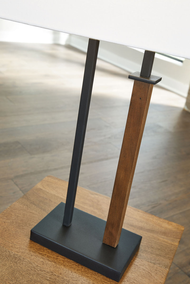 Voslen - Black / Brown - Metal Table Lamp (Set of 2) - JaxCo Furniture