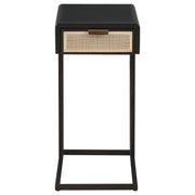 Amherst - 1-Drawer Radio Weave Cane Metal Side Table - JaxCo Furniture