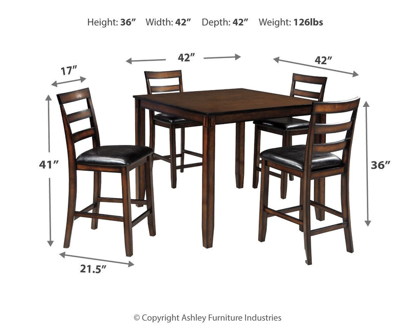 Coviar - Brown - DRM Counter Table Set (Set of 5) - JaxCo Furniture