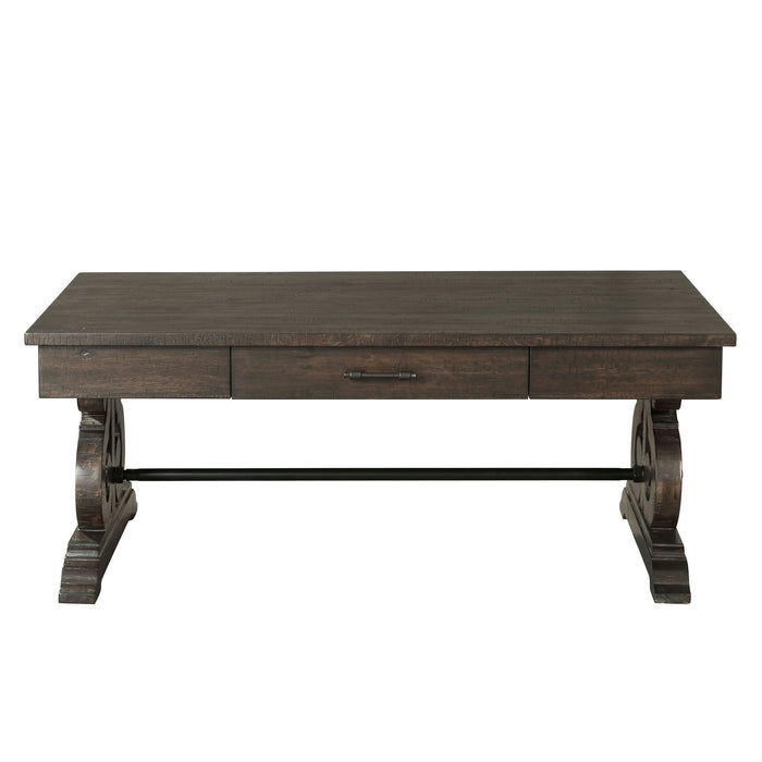 Stone - Coffee Table With Pu Base - Dark Walnut - JaxCo Furniture